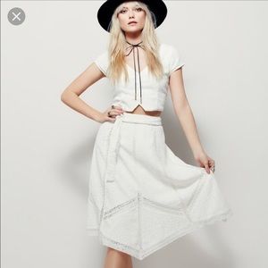 Free People Set New White Eyelet skirt/top size M